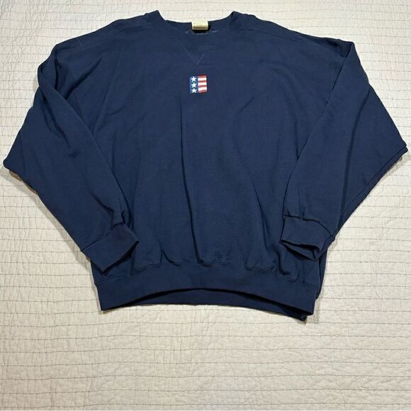 Vintage Counter Culture Flag Navy Crewneck Sweatshirt XL - Picture 1 of 7